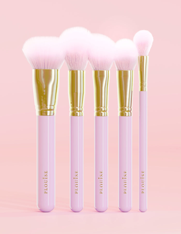 Precision Puffs 5-Piece Purple Face Brush Set