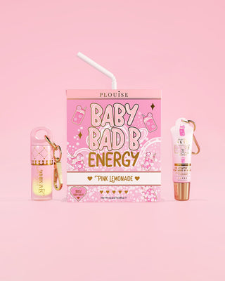 P.Louise baby bad bitch energy in pink lemonade featuring a mini lip conditioner and mini glossy lip oil