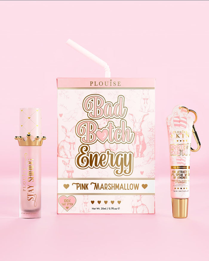 P.Louise Bad Bitch Energy Lip Duo in pink marshmallow