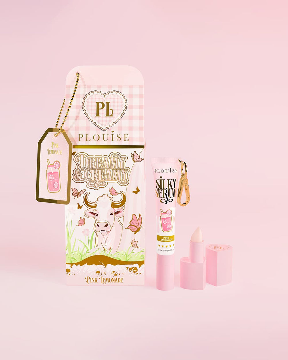 P.Louise Dreamy and Creamy Lip Balm and Lip Serum set in pink lemonade