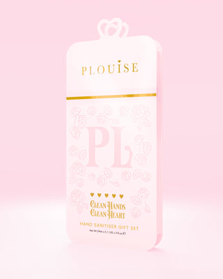 Pink P.Louise hand sanitizer gift set on  pink background