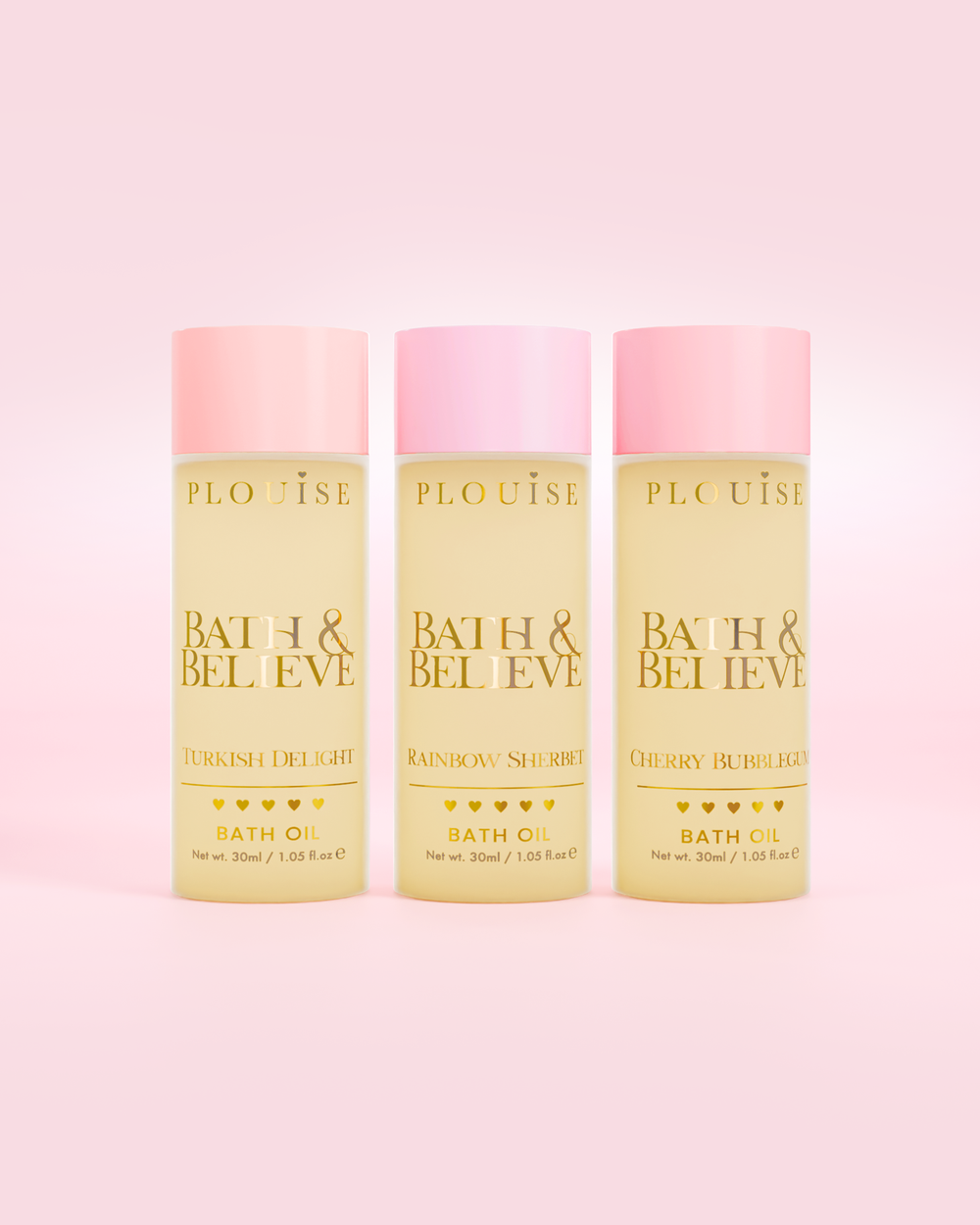 Three bottle of P.Louise Bath And Believe Bath Oil Set
