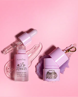 P.Louise Sippin Pretty featuring a lip loyalty peptide lip serum and a pass the plump lip balm in rainbow sherbet